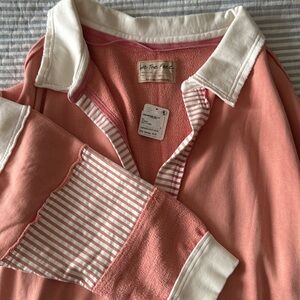 Free People Clean Prep Polo in Rosetta Combo NEW WITH TAGS